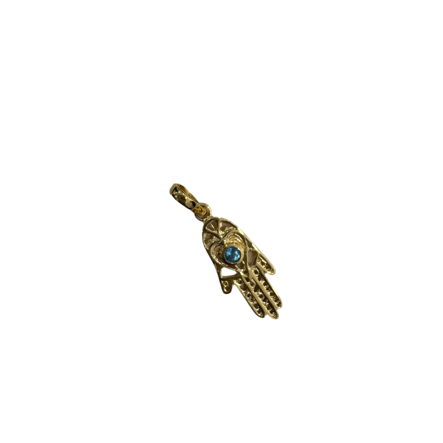 Amore Palm Pendant - Blue Topaz Gemstone Gold