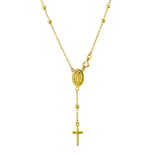 Sterling Silver Gold Plated Rosary Necklace