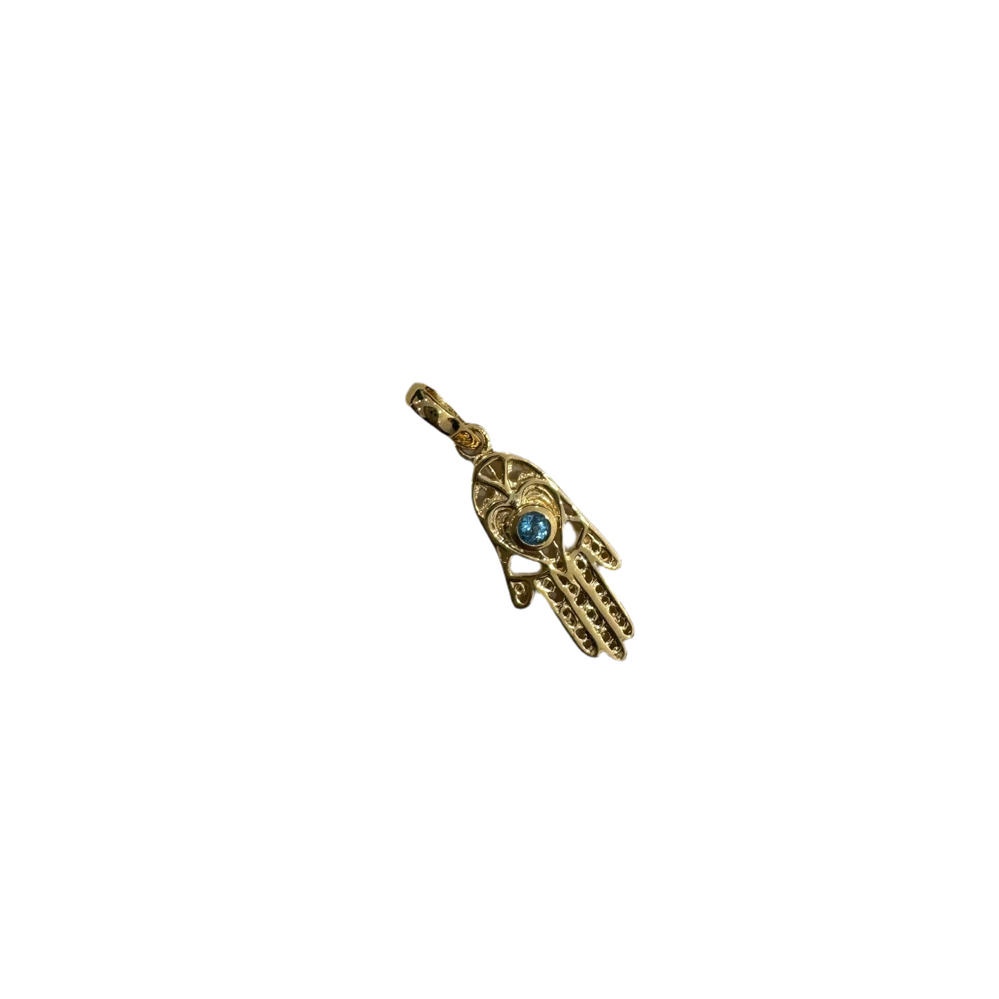 Amore Palm  Pendant - Blue Topaz Gemstone Gold