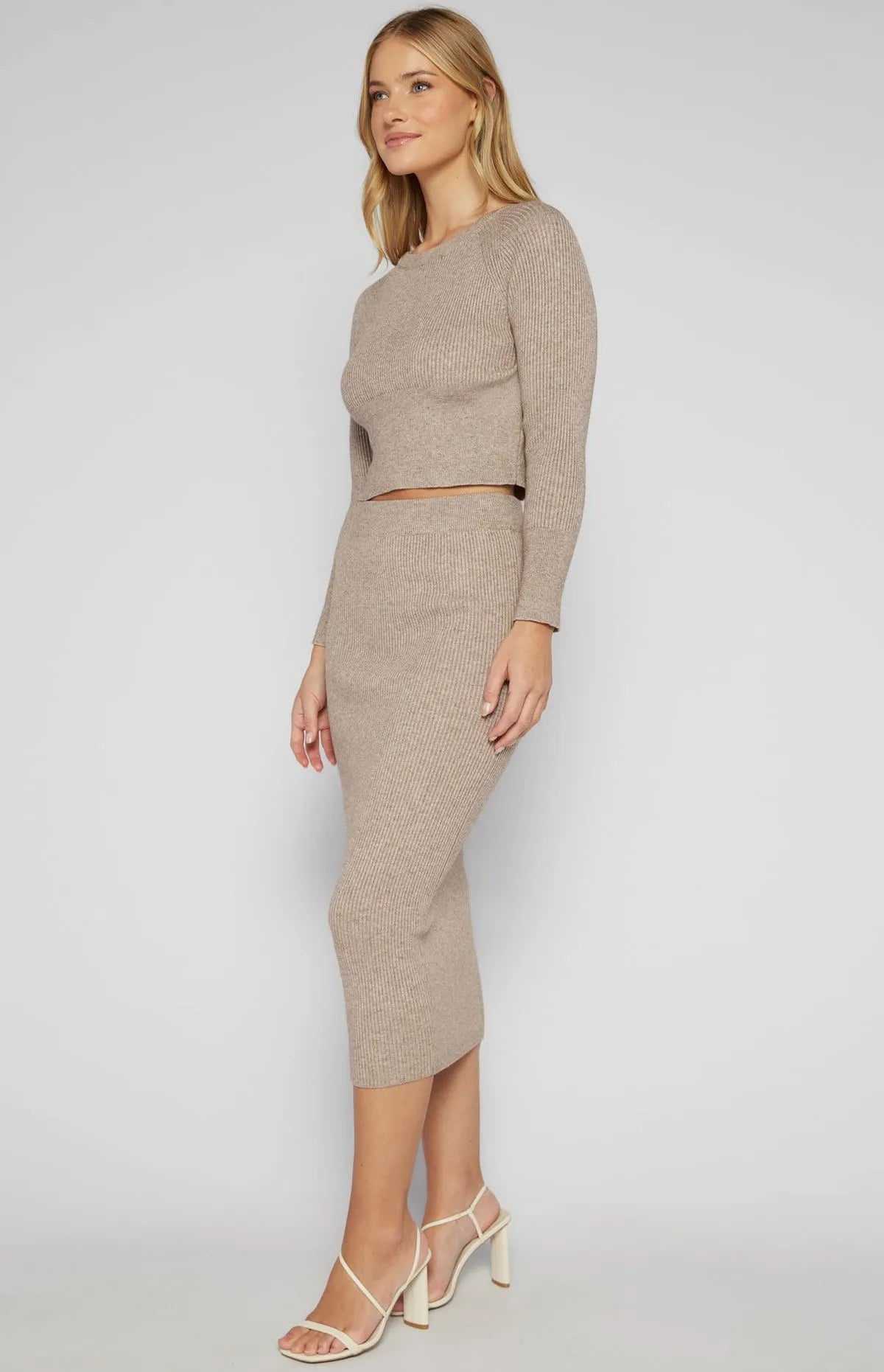 Style State Fitted Knit Set with Crop Top & Midi Skirt