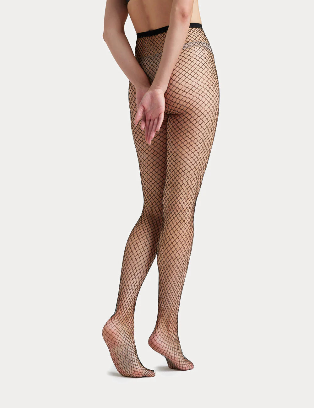 Lurex Fishnet Tight - Black/Silver