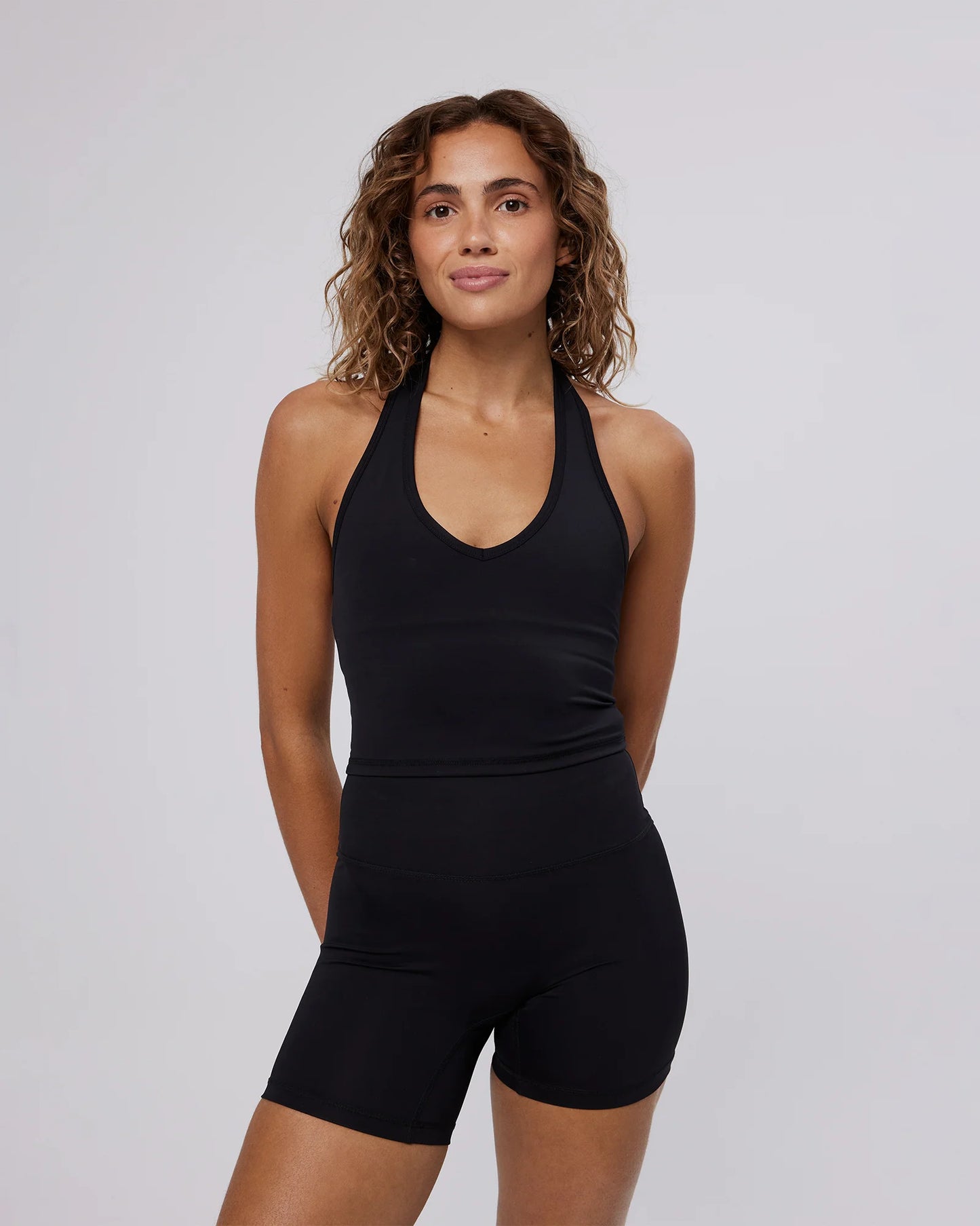 Contour + Halter Neck Tank - Black