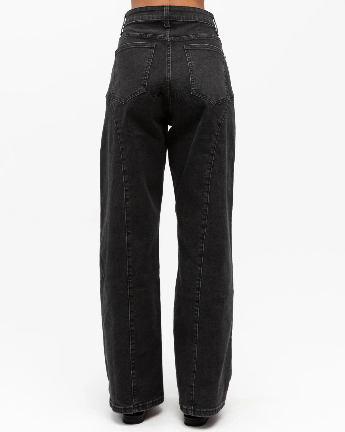 Contrasting Stud Denim Pants Charcoal